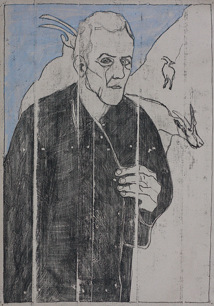 Self-portrait with goats