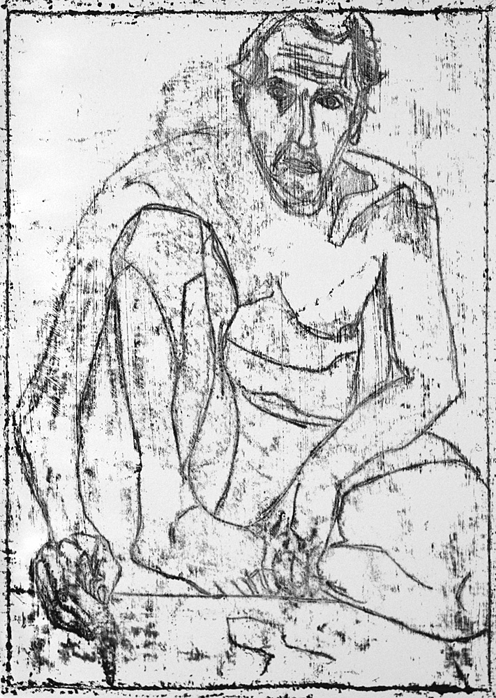 Self-portrait in front of mirror