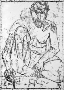 Self-portrait in front of mirror