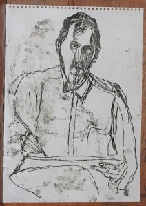 Self-portrait mirror sketch