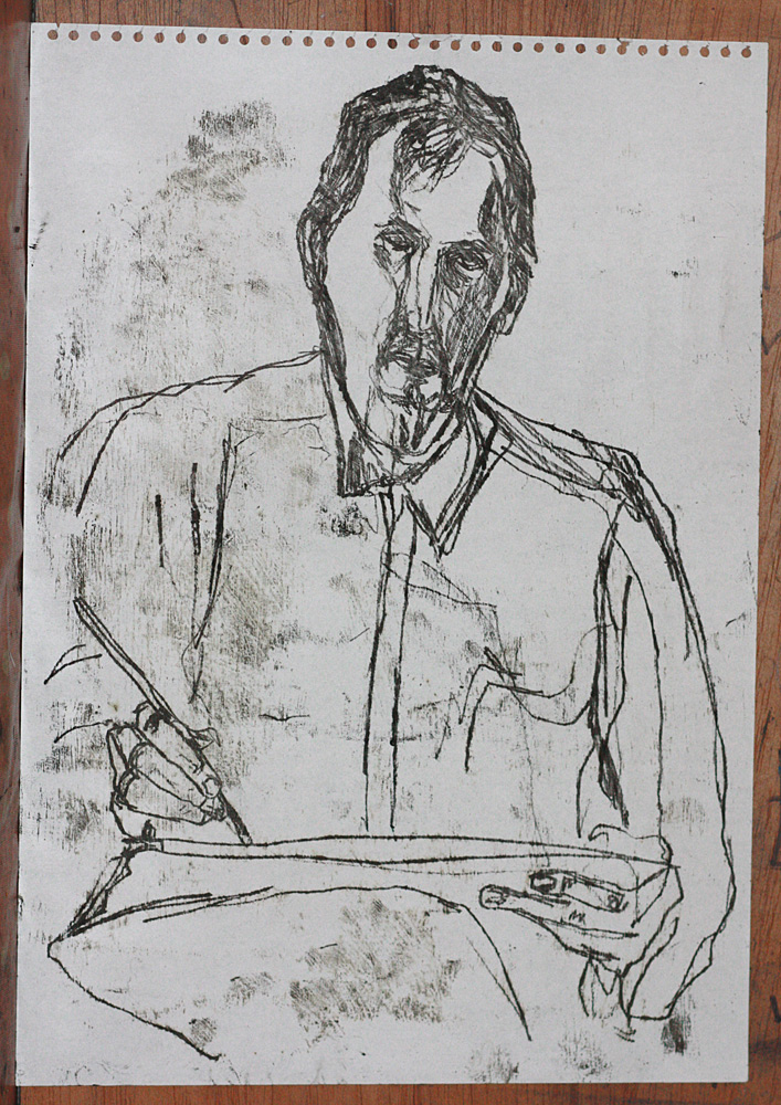 Self-portrait mirror sketch