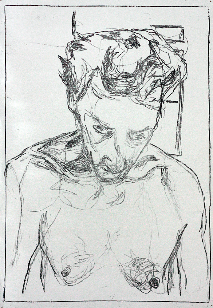 Self-portrait, head tipped forward