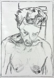 Self-portrait, head tipped forward