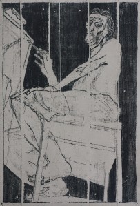 Self portrait at easel 10