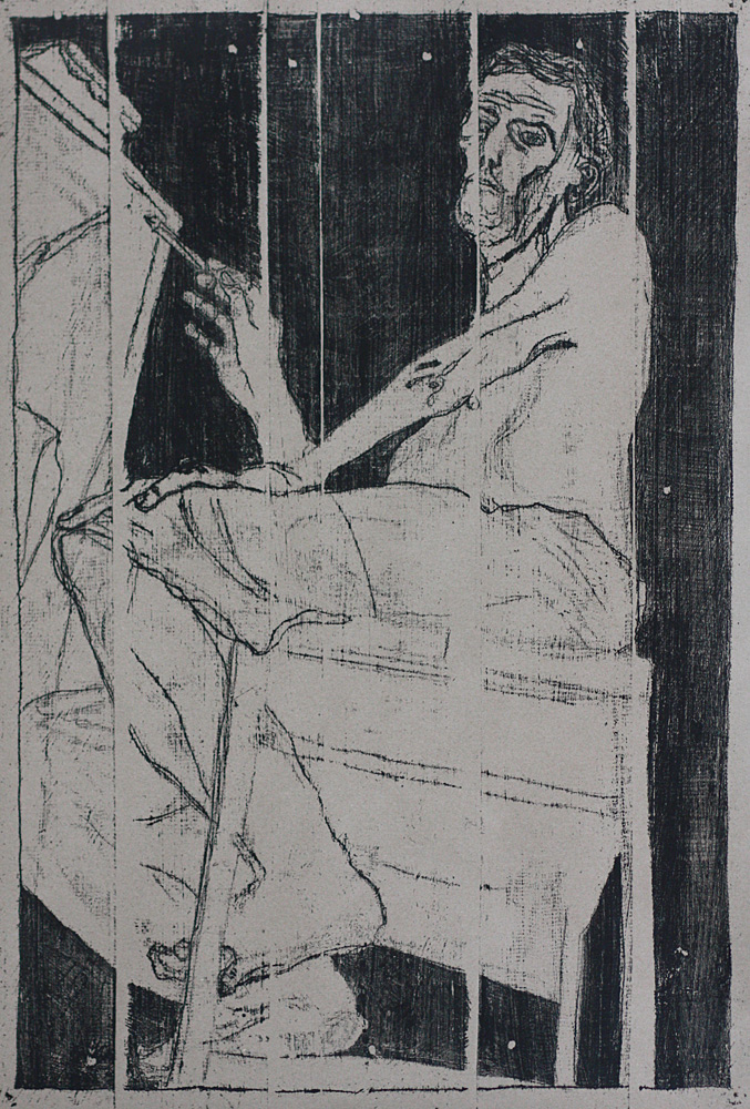 Self-portrait at easel&nbsp;10