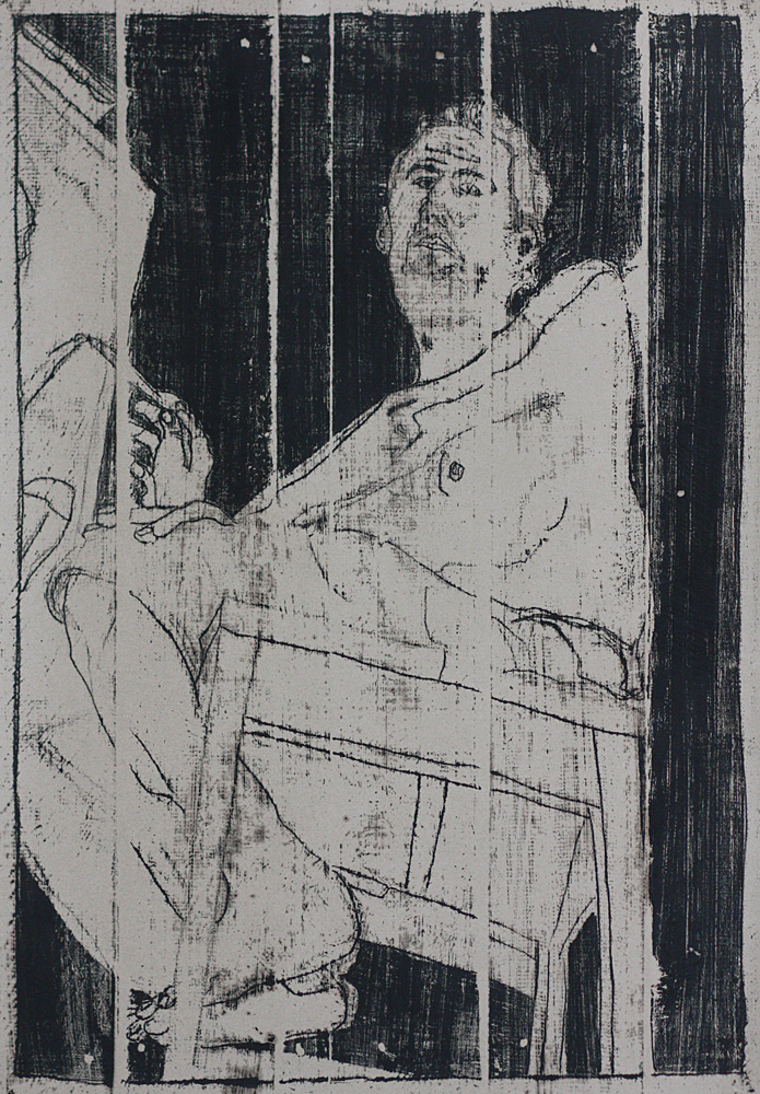 Self portrait at easel