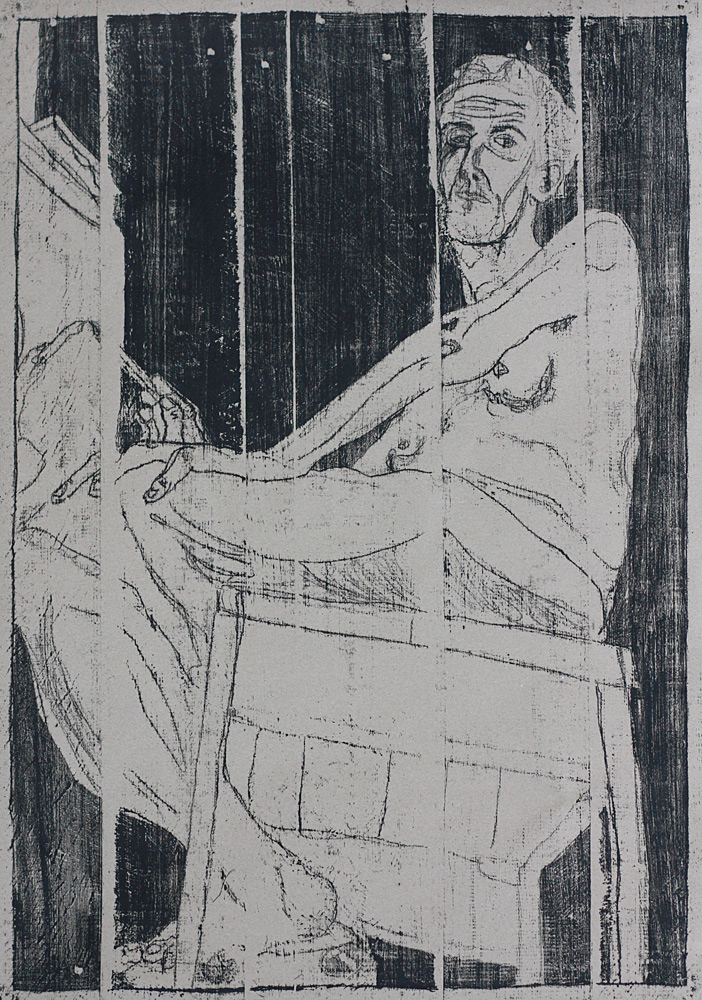 Self portrait at easel