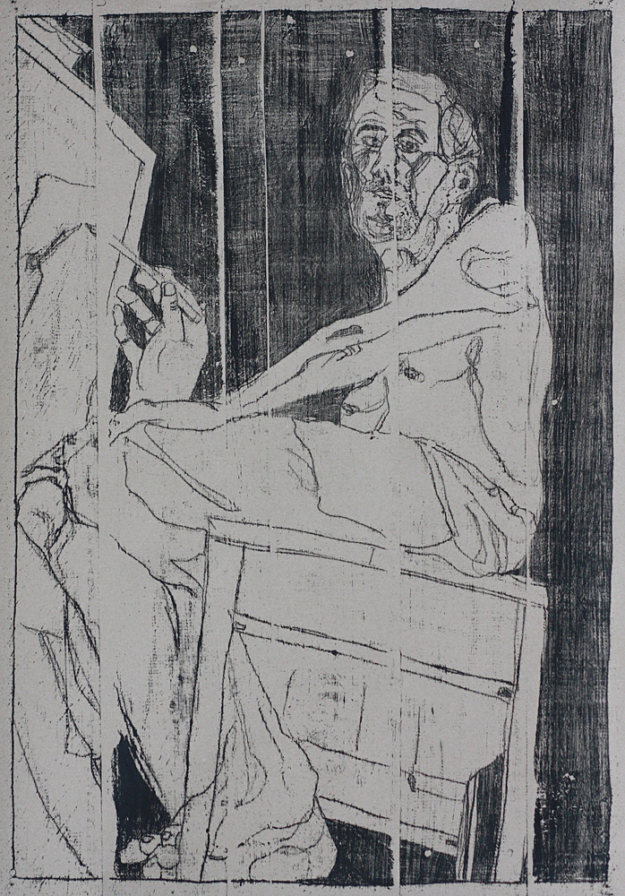 Self-portrait at easel&nbsp;1