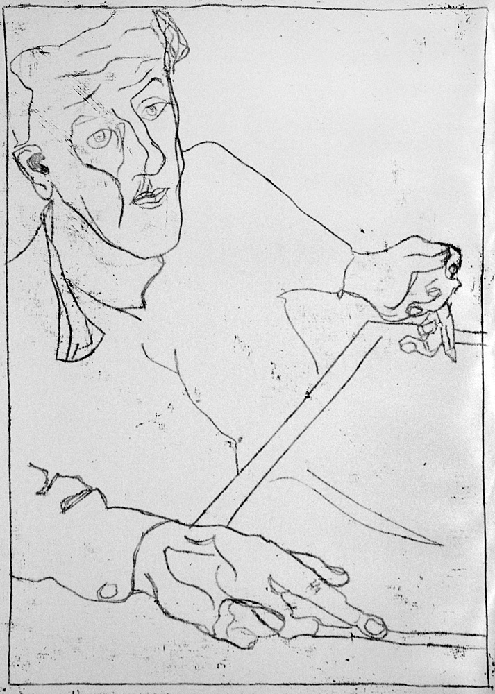 Self-portrait with open collar