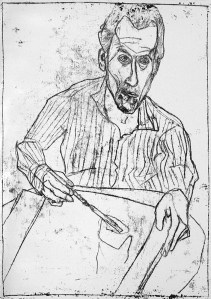 Self-portrait with open collar