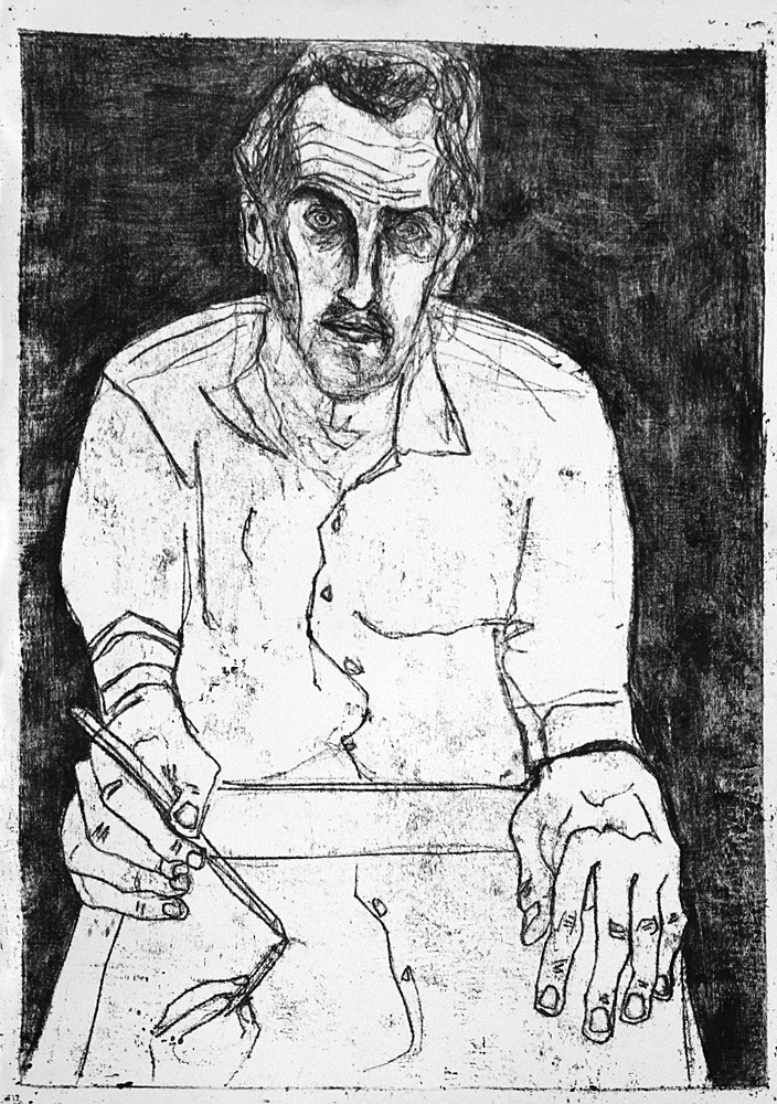 Self-portrait with open collar