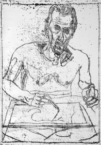 Self-portrait in front of mirror