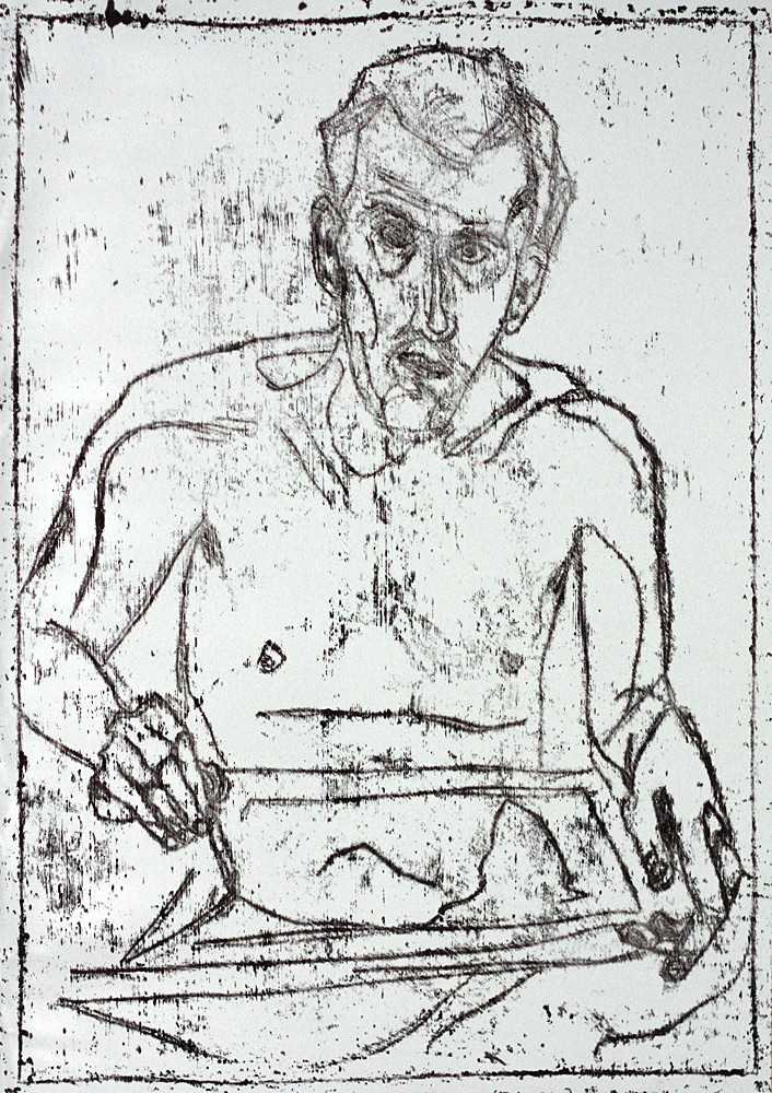 Self-portrait in front of mirror