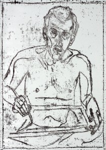 Self-portrait in front of mirror