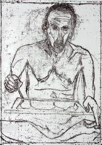 Self-portrait in front of mirror