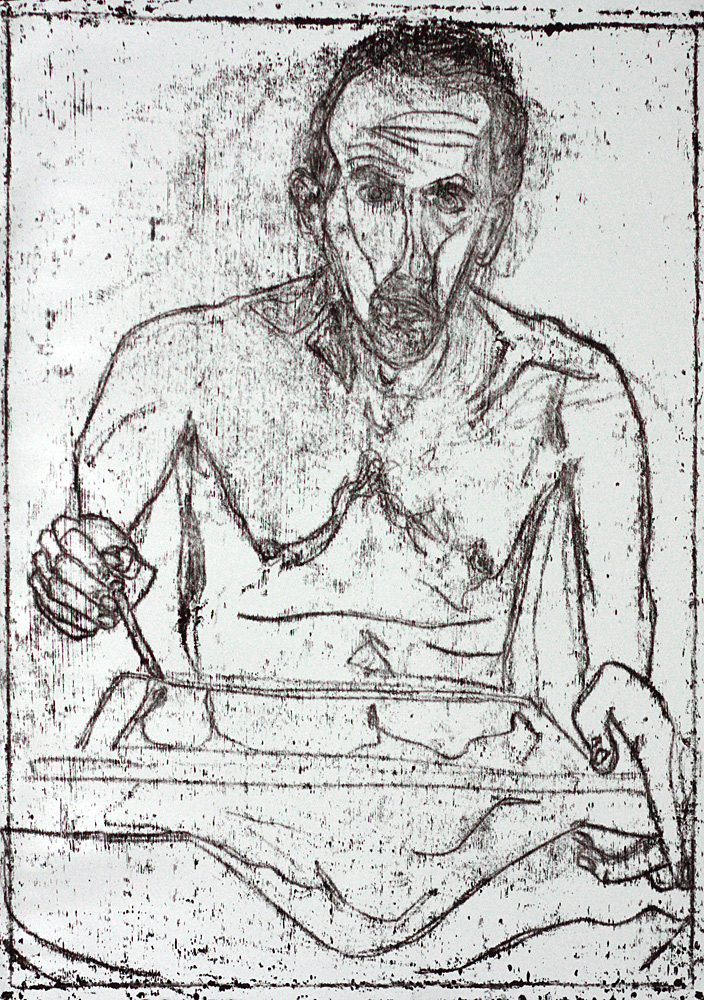 Self-portrait in front of mirror