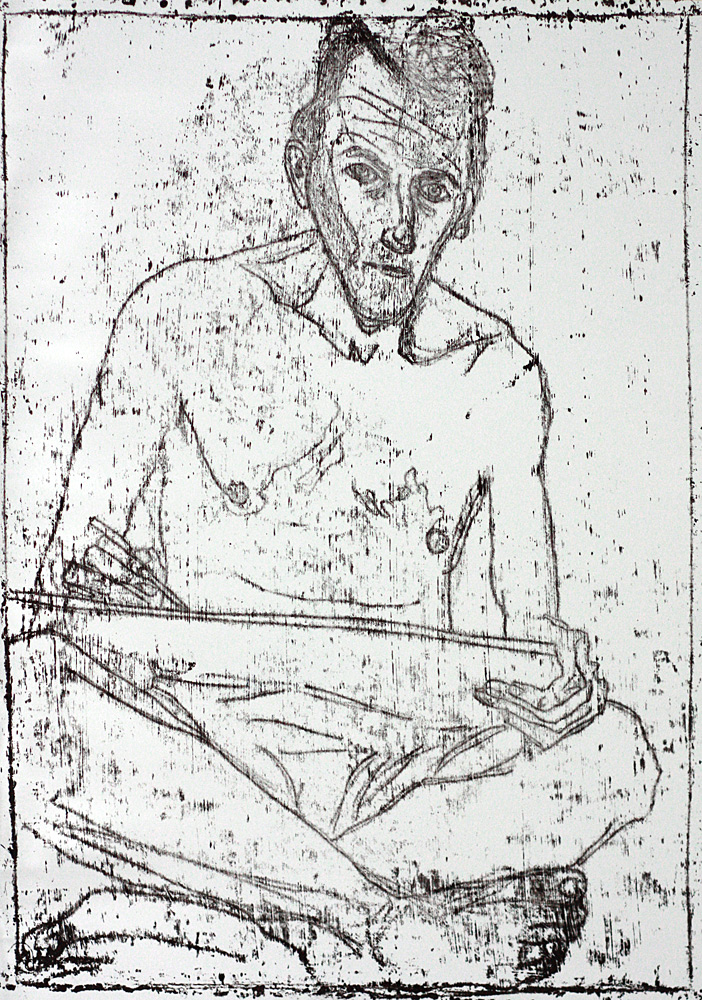 Self-portrait in front of mirror