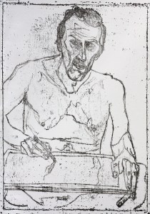 Self-portrait in front of mirror