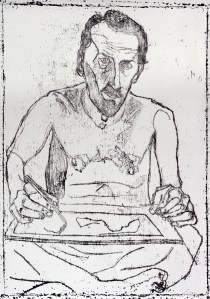 Self-portrait in front of mirror