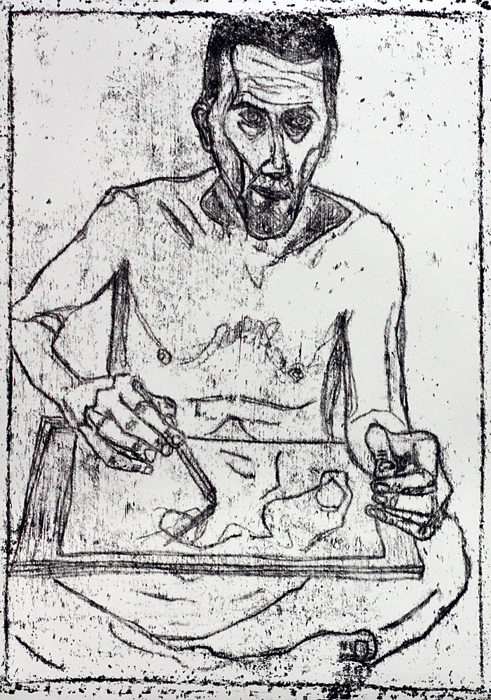 Self-portrait in front of mirror