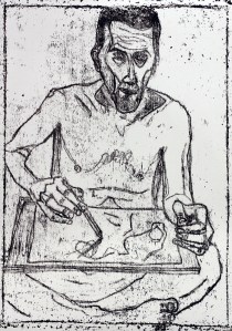 Self-portrait in front of mirror