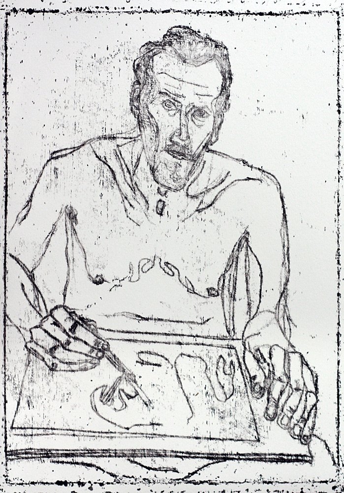 Self-portrait in front of mirror