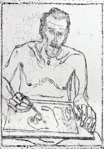 Self-portrait in front of mirror