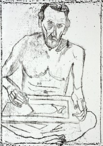 Self-portrait in front of mirror