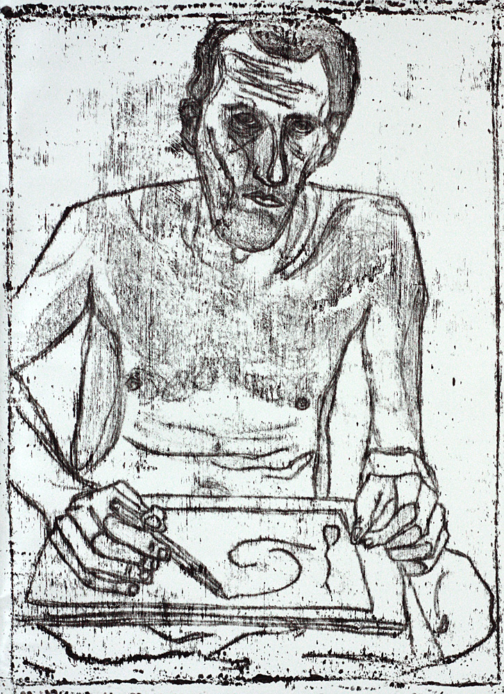 Self-portrait in front of mirror