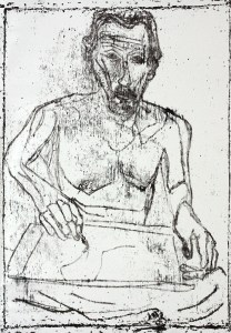 Self-portrait in front of mirror