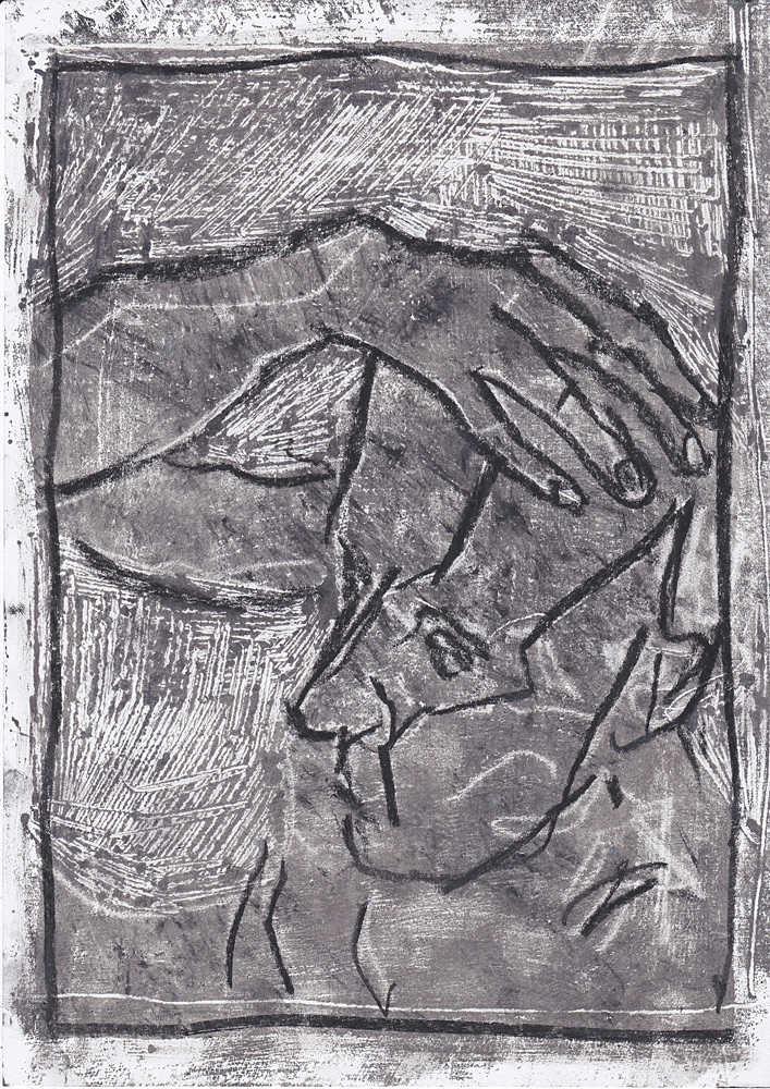 Self-portrait topless with chair 3