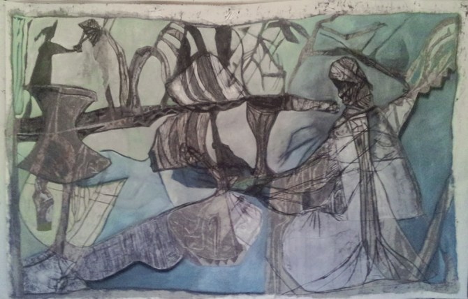 Women catching lamps (Couple looking at boats 8)