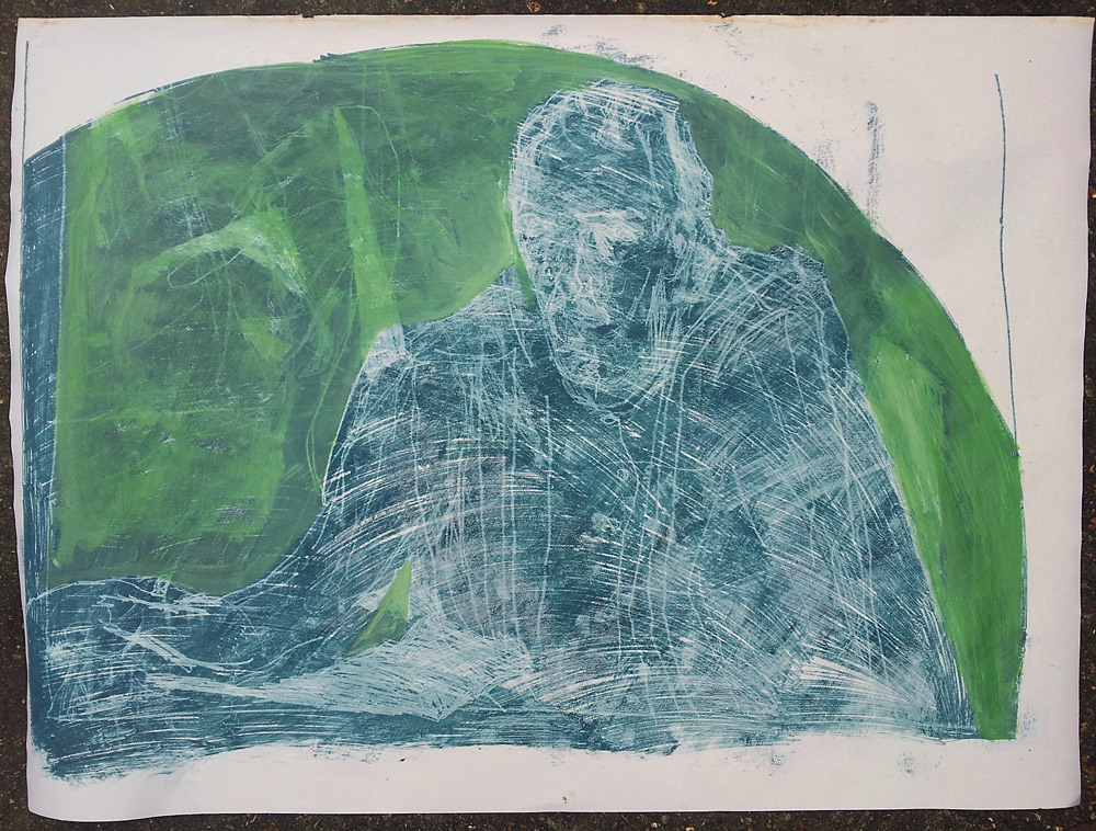 Self-portrait drawing in the mirror, December 2016&nbsp;2