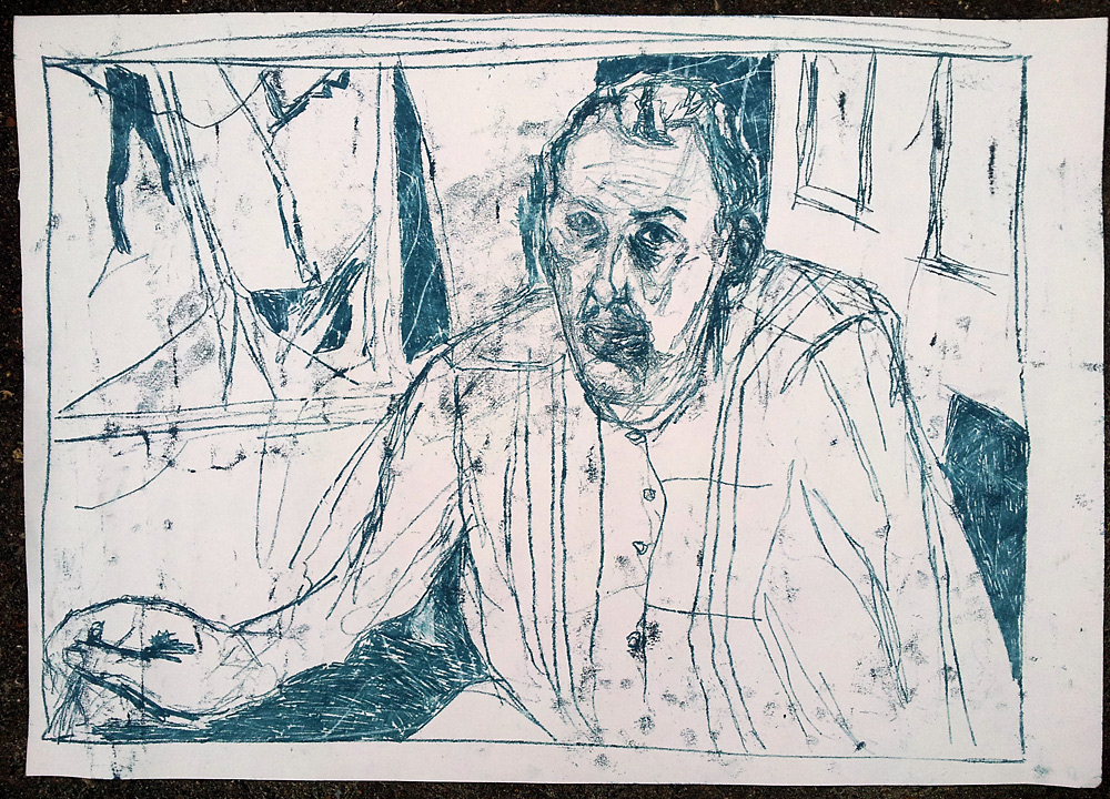 Self-portrait drawing in the mirror, December 2016&nbsp;3
