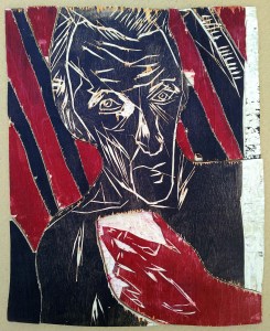 Self-portrait topless with chair 7b