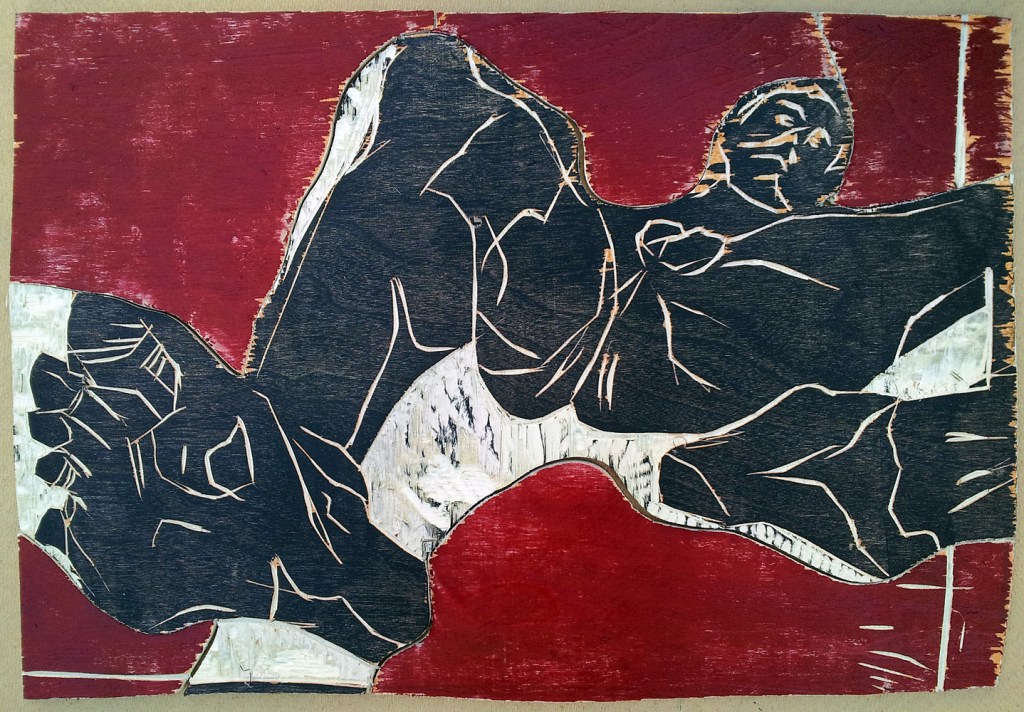 Self-portrait nude, lying back, foot forward&nbsp;2