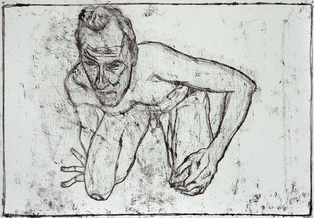 Self-portrait, knelt holding&nbsp;knee