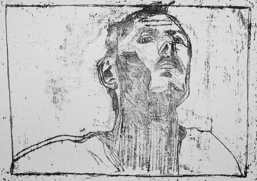 Self-portrait, from below&nbsp;chin