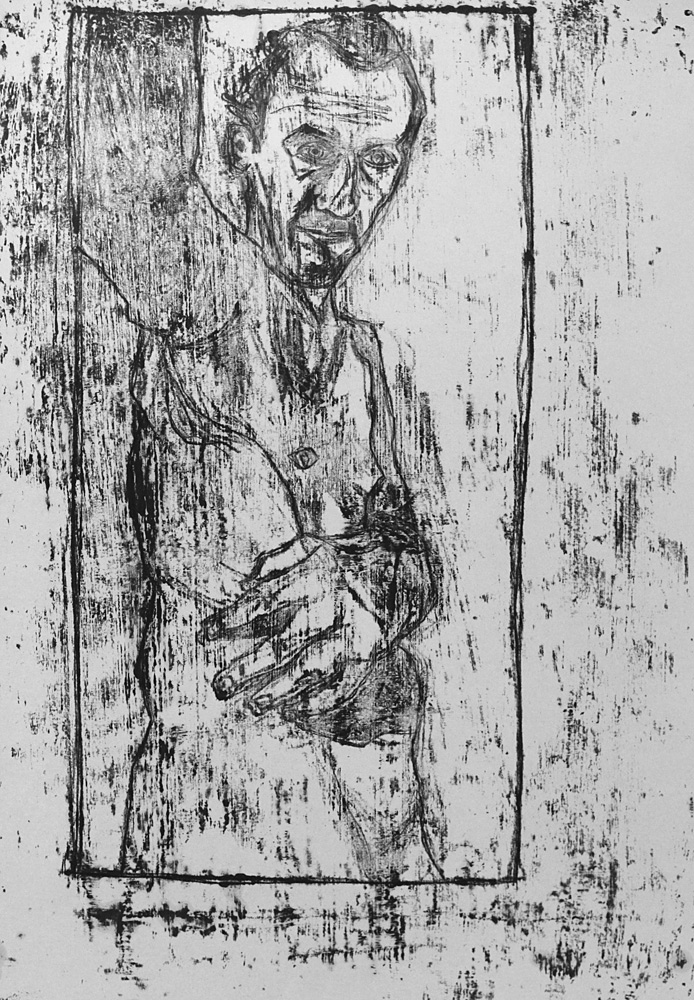 Self-portrait, right arm&nbsp;raised