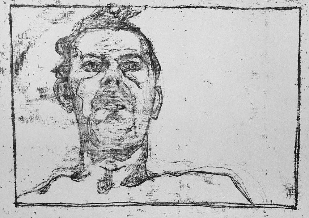 Self-portrait, to left from&nbsp;below