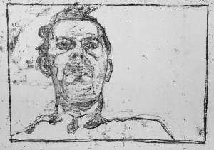 Self-portrait, to left from below