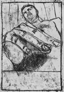 Self-portrait, testicles and fingers