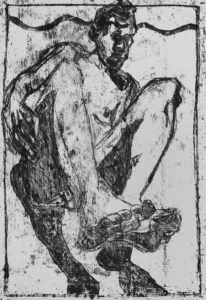 Self-portrait, sat falling back