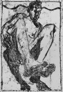 Self-portrait, sat falling back