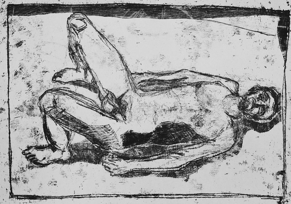 Self-portrait, lying back knees&nbsp;bent