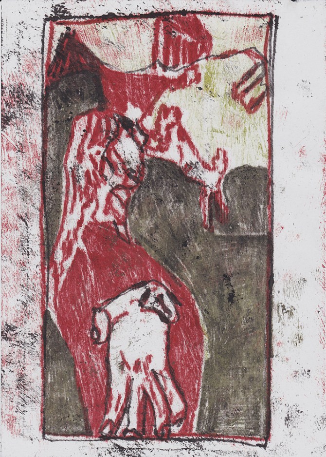 Woman with dog at a bridge 8