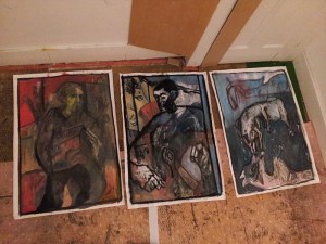 A thief, a man in an armchair and a huskie, foal and pig.