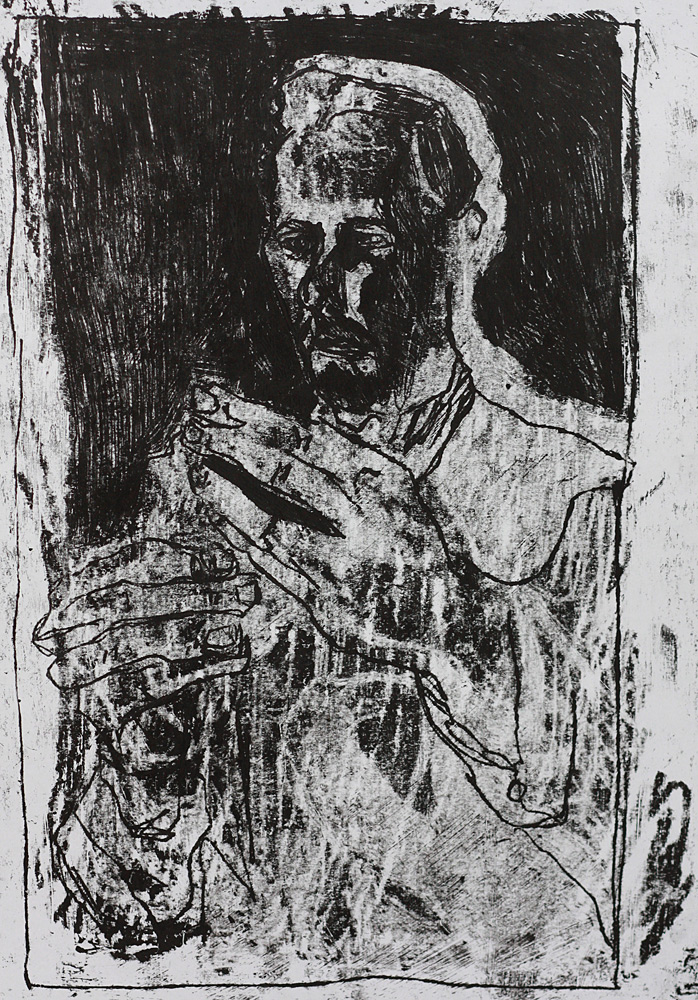 Self-portrait holding a carving knife&nbsp;2