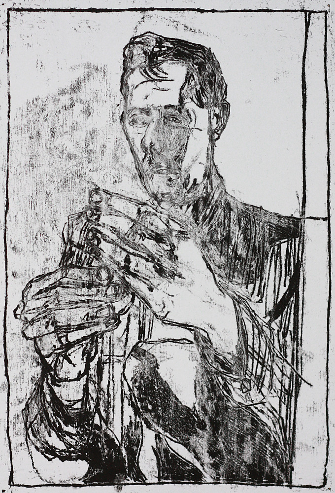 Self-portrait holding a carving knife&nbsp;1