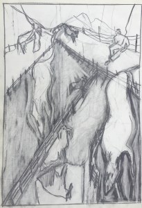 A field between two paths